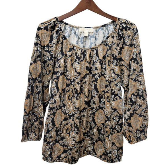 Michael Kors Women's Paisley Long-Sleeves Blouse Top Size Medium - Picture 1 of 5